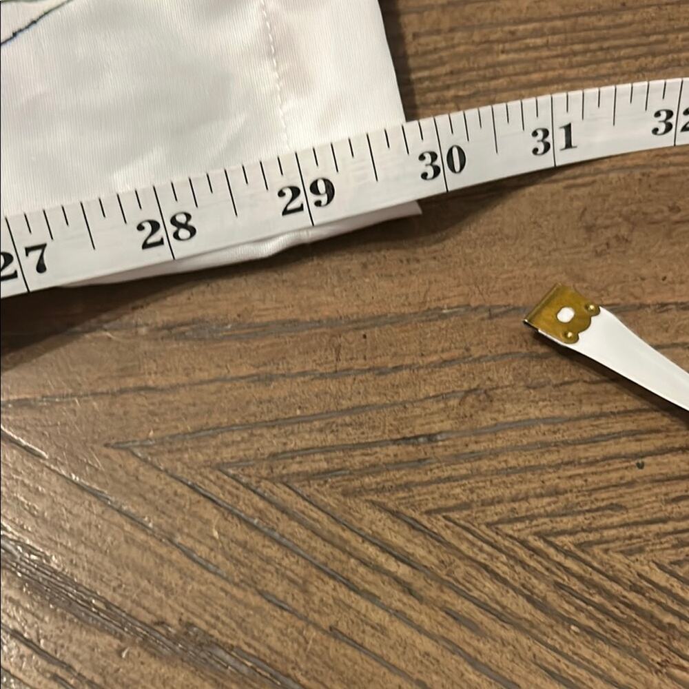 White Pull-On Floral Pants – Elastic Waist with Drawstring, Size Medium - Picture 4 of 5